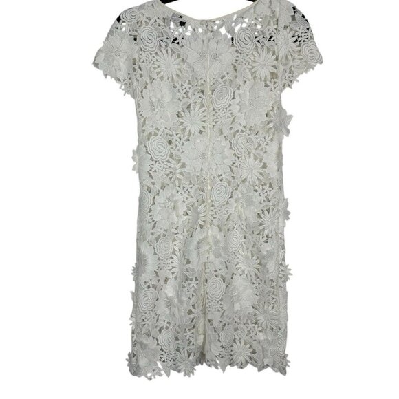 Milly 3D White Floral Embroidered Short‎ Sleeve Cocktail Mini Dress - Picture 6 of 11